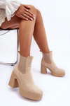 Leather Boots On Massive Heel Beige Sunilda
