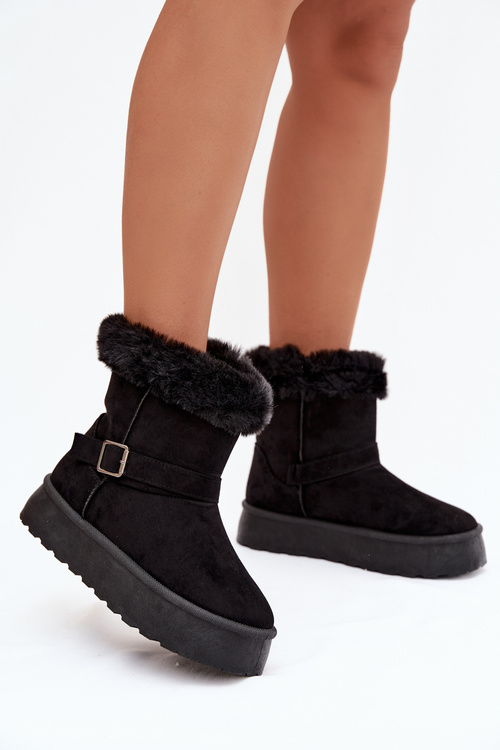 Women's Snow Boots On Platform With Buckle And Faux Fur Czarne Jesella