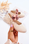 Children's Ballerinas With Velcro Flowers Light Beige Caitlin