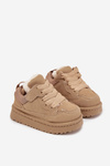 Sneakersy Dziecięce Ocieplane Futerkiem Beżowe Mireen