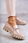 Lacquered shoes with a chain Beige Anne