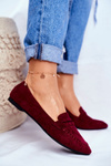 Women's Suede Moccasins CH-1M6 Maroon Laveria