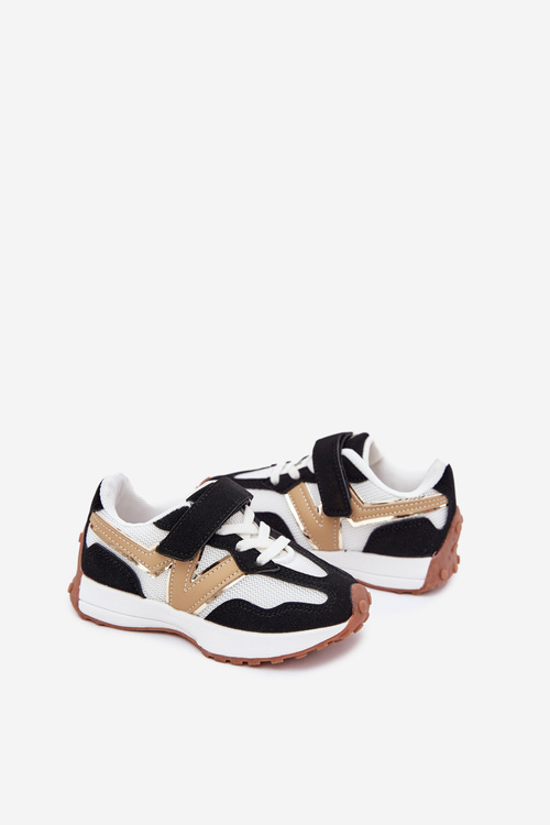 Dziecięce Sneakersy Na Rzep Biało-Czarne Tezzu