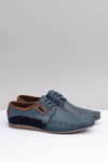 Navy Blue Lace-up Polish Leather Men's Mokassins Teodoro