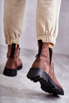 Suede Warm Boots On A Flat Heel Bright brown Salome