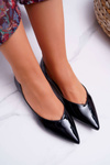 Women's Lacquered Ballerinas Pointed Black Tell Me