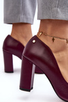 Leather Sandals On Heel Laura Messi 2624/228 Burgundy