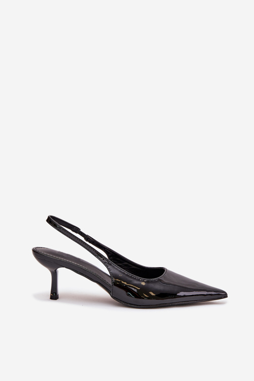Lacquered High Heels With Open Heel Black Talira