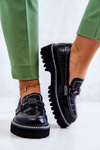 Leather Shoes Snake With Ornament Black Adison
