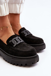 Women's Black Loafers With Chain Mevre