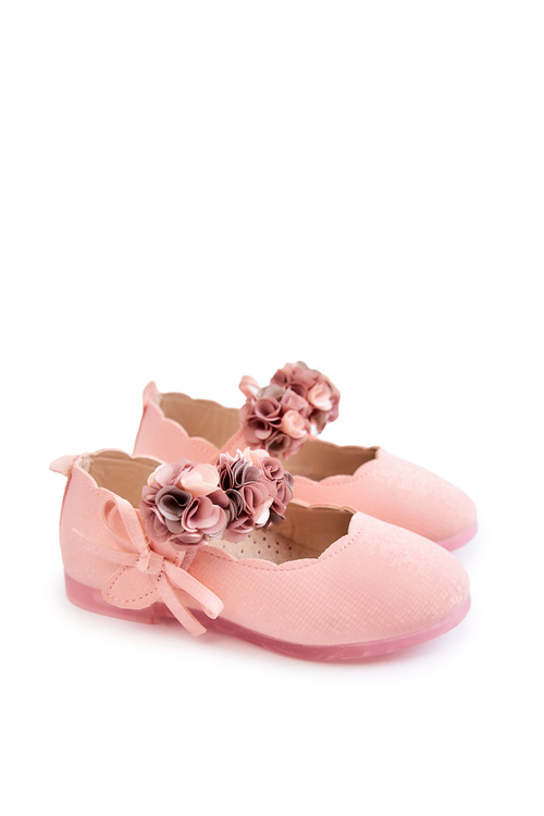 Balerinki Dziecięce Rzepy Ozdobne Kwiaty Różowe Caitlin