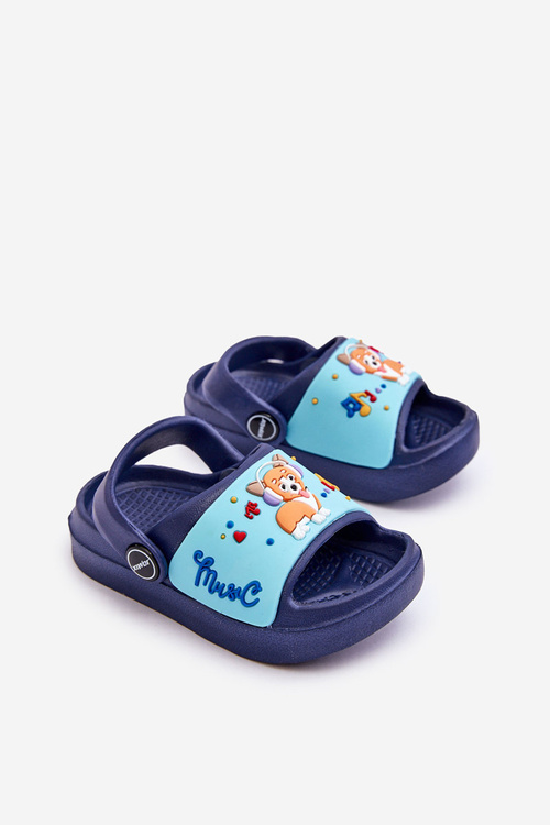 Light Children's Slides Sandals With Animal Motif navy blue Rico