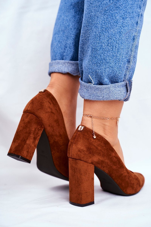 Suede Pumps On A Block Heel Sergio Leone PB216 Camel