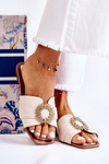 Comfortable Women's Slippers With Decoration Light beige Ginera