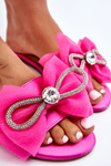 Women's Slippers With Bow And Rhinestones Fuchsia Jolene