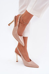 Patented High Heels With Open Back And Pointed Toes Beige Rivori