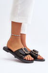 Women's Black Sandals with Strap and Buckle Opahiri