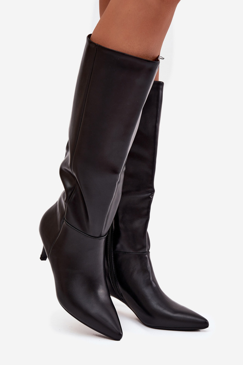 Women's boots with low heel lined with eco leather black Marcellia