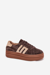 Women's Platform Sneakers Made Of Natural Suede Chocolate Eldira