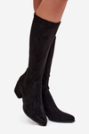 Women's Low Heel Eco Suede Boots Sergio Leone KZ212 Black
