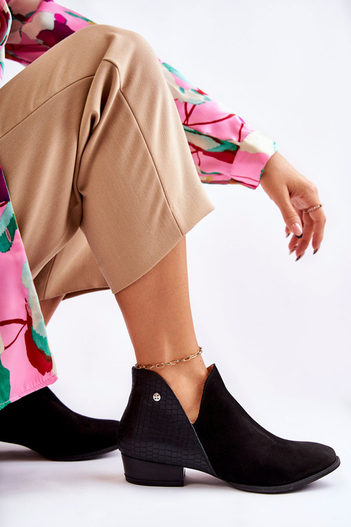 Women's Leather Boots Maciejka Black Animal Pattern 04091-62