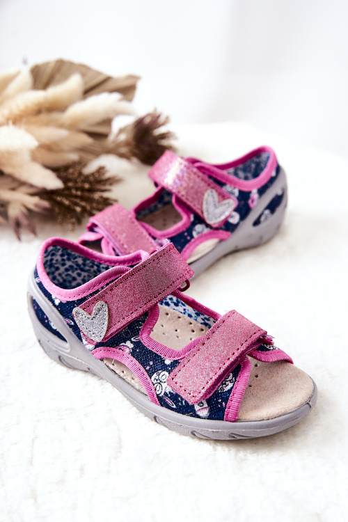 Befado Velcro sandals 065X151 Navy blue and pink