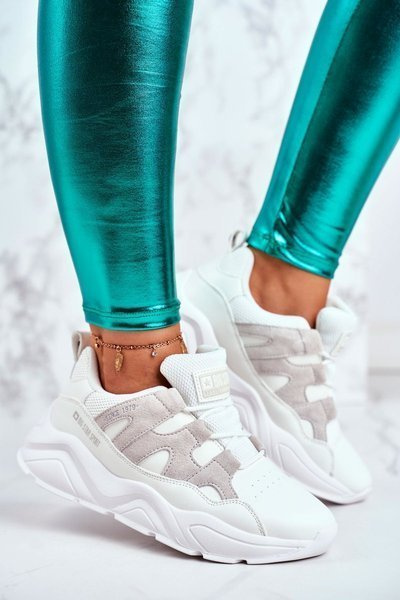 Buty Sportowe Skórzane Big Star Białe GG274635
