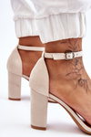 Classic Suede Heel Sandals Light beige Amina