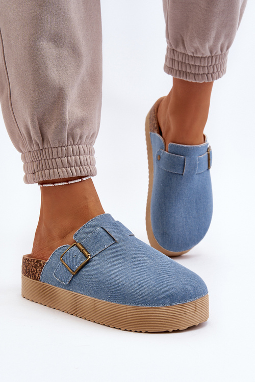 Women's Denim Platform Clogs Blue Jorffia