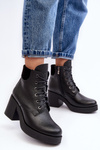 Leather Women's Boots On Heel Black Lemar Leocera