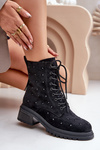 Workery Botki Ocieplane Zdobione Czarne D&A MR880-017