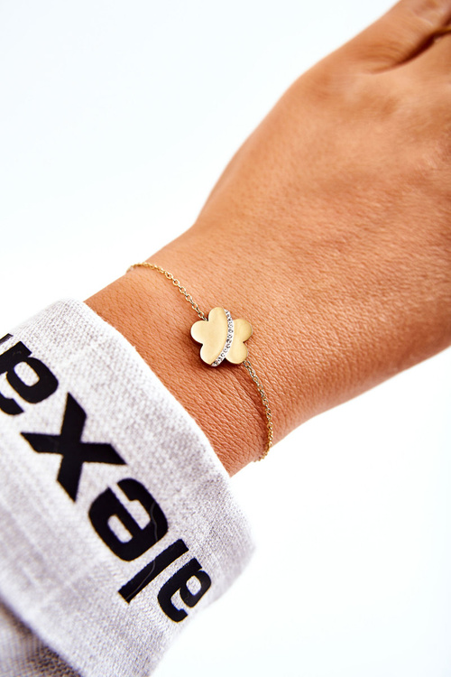 Bracelet On A Thin Chain With A Large Flower Gold