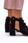 Sandały Damskie Na Obcasie Zamszowe Czarne Maciejka 06456-01