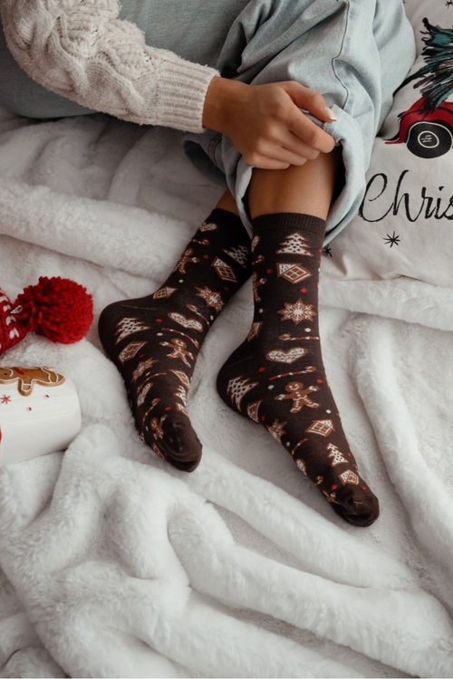 Women's Christmas Cotton Chocolate Socks