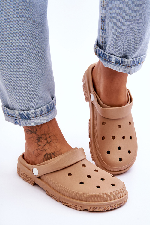 Kroksy Damskie Gumowe Brązowe Rabios