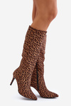 Stiletto Boots With Leopard Print Brown Reanwenna