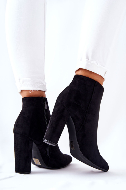 Suede Stiletto Booties Black Rinasa