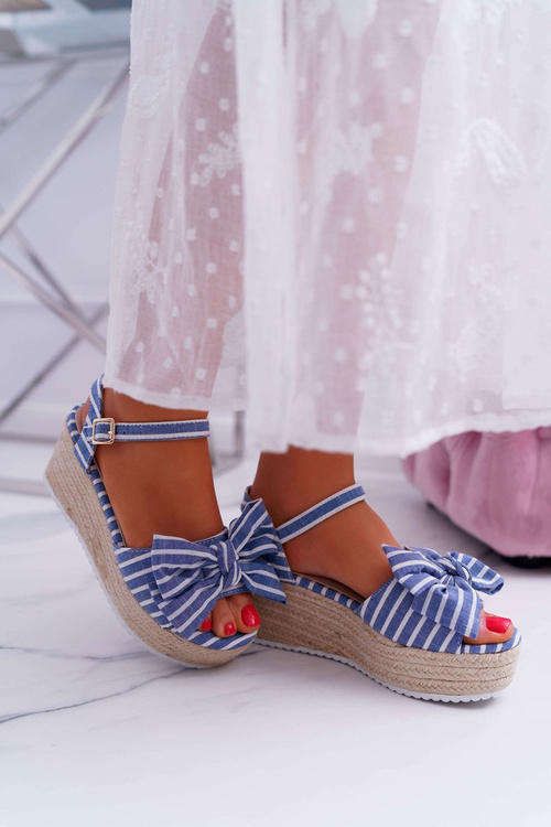 Women's Platform Platform Anchor Sandals With Bow Tie Blue Bounce
