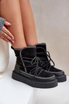 Women's Snow Boots With Embroidery On Platform Black Naleris