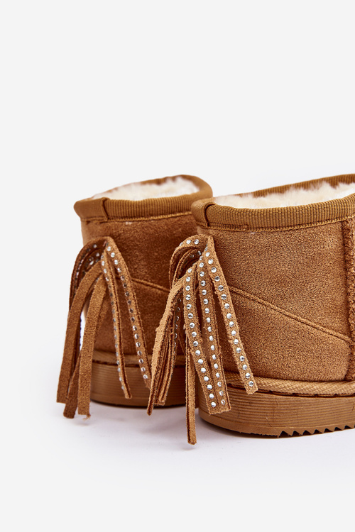 Children's Insulated Snow Boots with Fringes Camel Mikyla