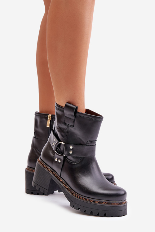 Women's Leather Ankle Boots With Zipper 3435 Lewski Black