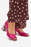 Leather pumps with decorative heel Fuchsia Lewski Shoes 2608/K