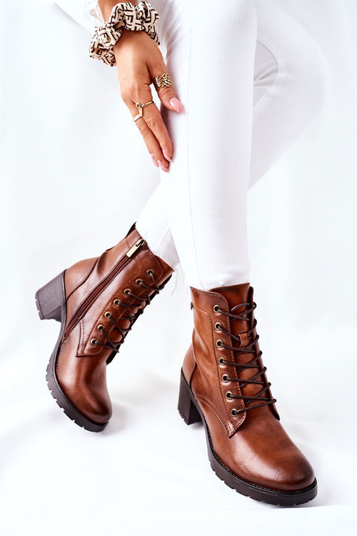 Women's Boots On High Heels Camel Dunaff