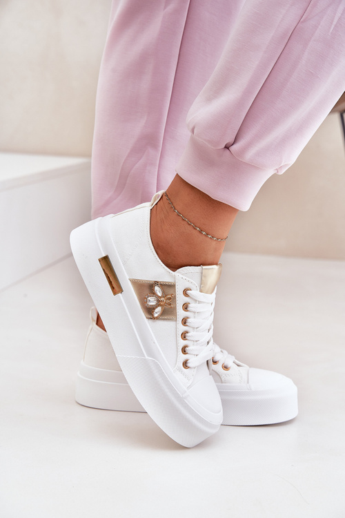 Women's Platform Sneakers With Decorative Detail White Annisae