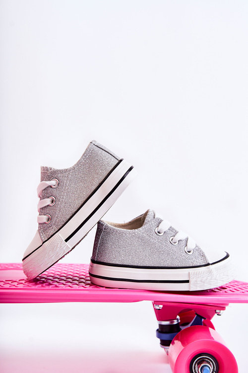 Children's Sneakers Tied Rose Silver Wella