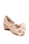 Dětské lakované balerínky s mašlí Beige Zolly