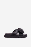 Ladies leather sandals on platform with bow CheBello 4647 black