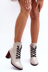 Lacquered Lace-Up Boots on Heel MR870-15 SBarski MR870-15 Light Gray