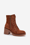 Insulated Women's Ankle Boots with Laces and Zippers Camel Paressa