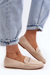 Women's Beige Faux Suede Loafers Ladite